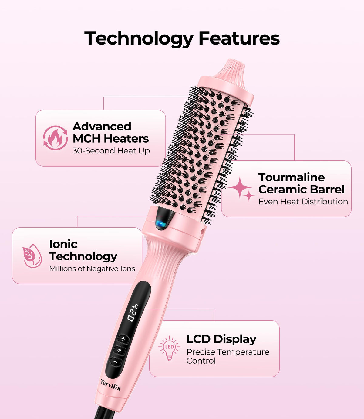 Ceramic barrel infused with argan oil keratin and tourmaline for nourished styling