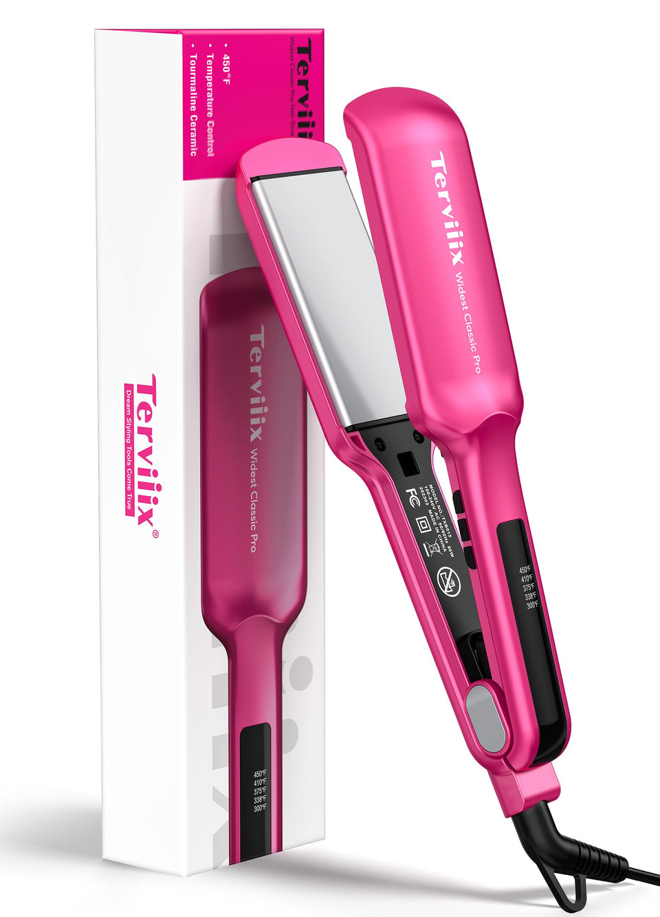 Terviiix 2-inch ceramic flat iron with pink plates, smooth glide for faster styling.
