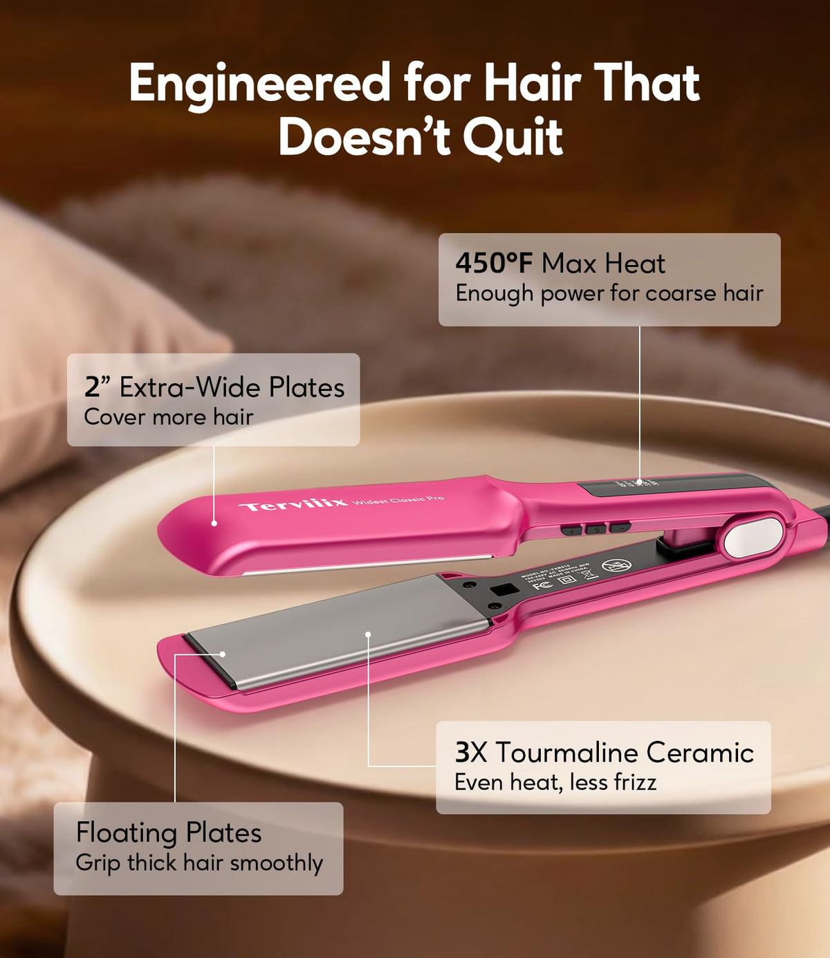 Terviiix pink flat iron features auto shut-off for added safety.