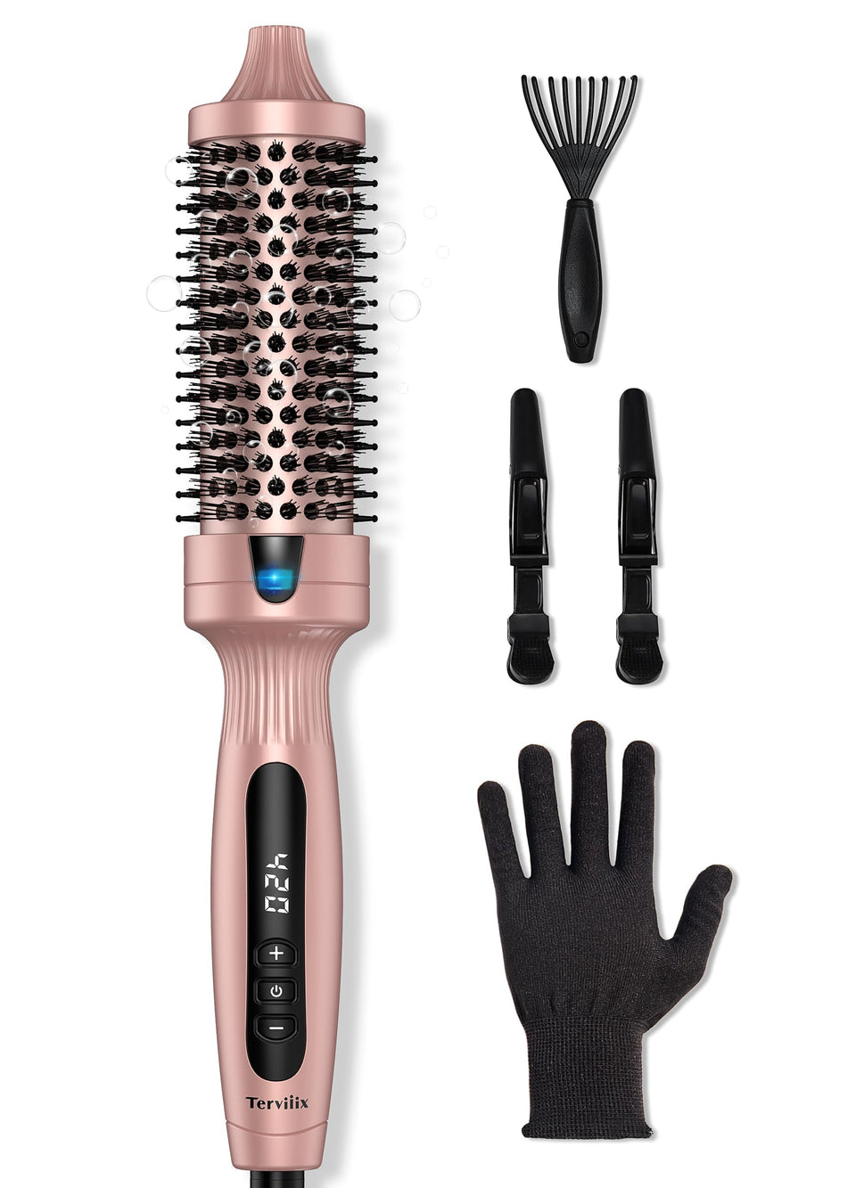Terviiix thermal brush with a 1.5-inch barrel for voluminous, smooth styles.