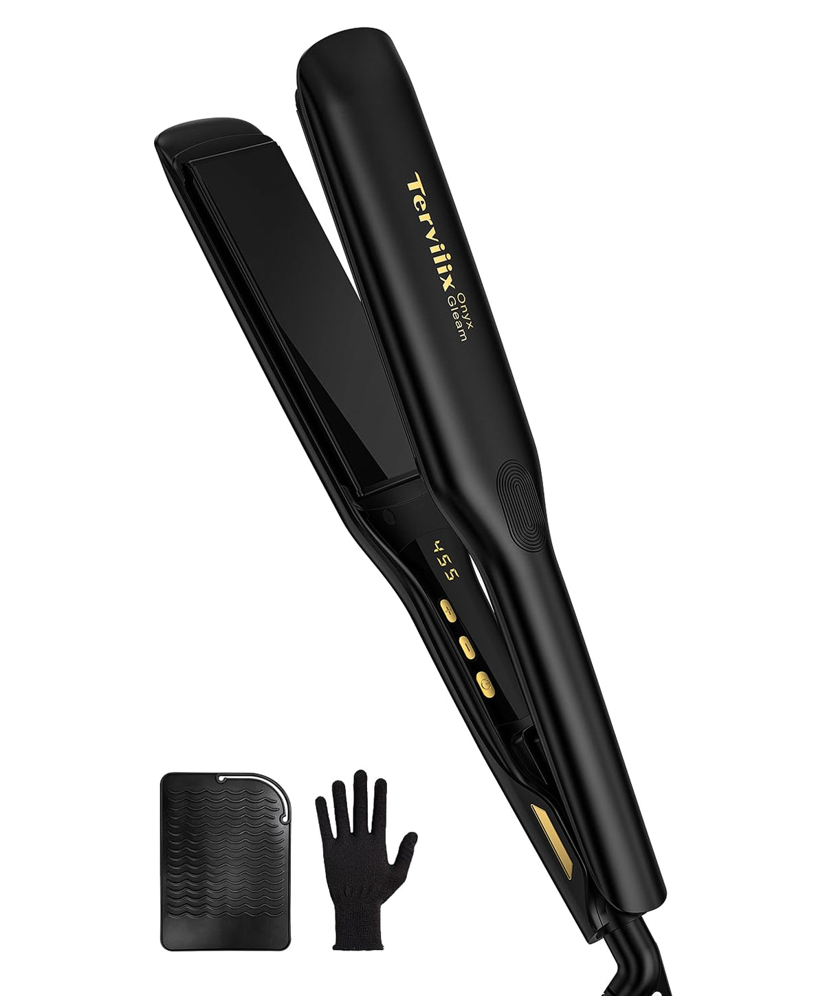 Terviiix wide plates for thick hair delivering full contact for fast straightening
