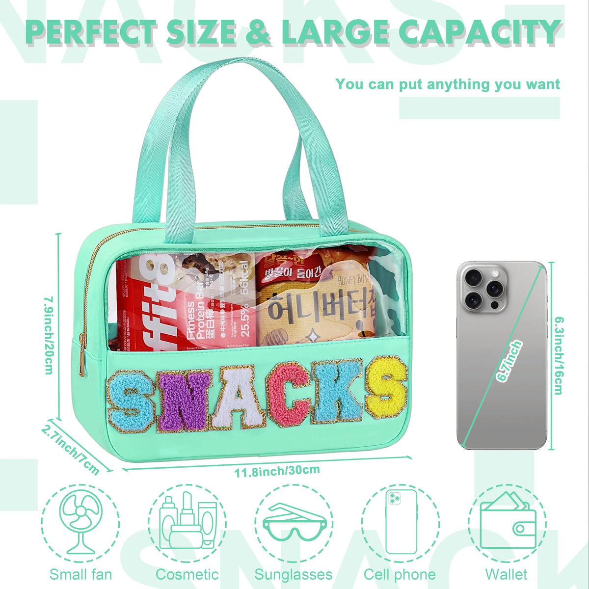 TESAFNG clear cosmetic bag with zipper keeps cosmetics visible and organized during travel.