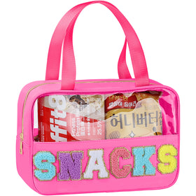 TESAFNG snack bag with chenille patch design adds chic organization on the go.