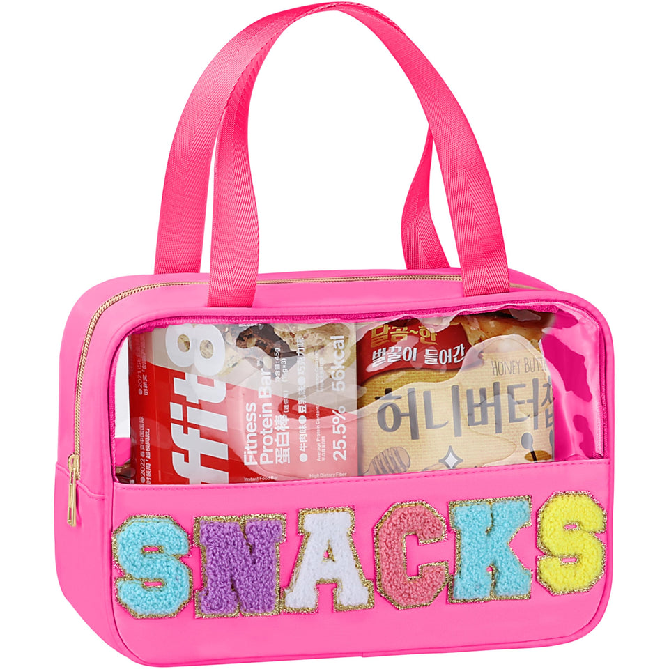 TESAFNG snack bag with chenille patch design adds chic organization on the go.