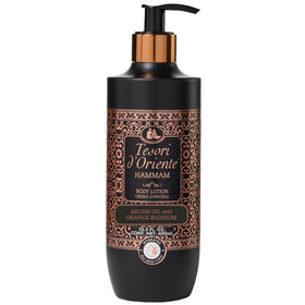 Tesori d’Oriente Hammam Body Lotion pump bottle delivering quick hydration with argan oil