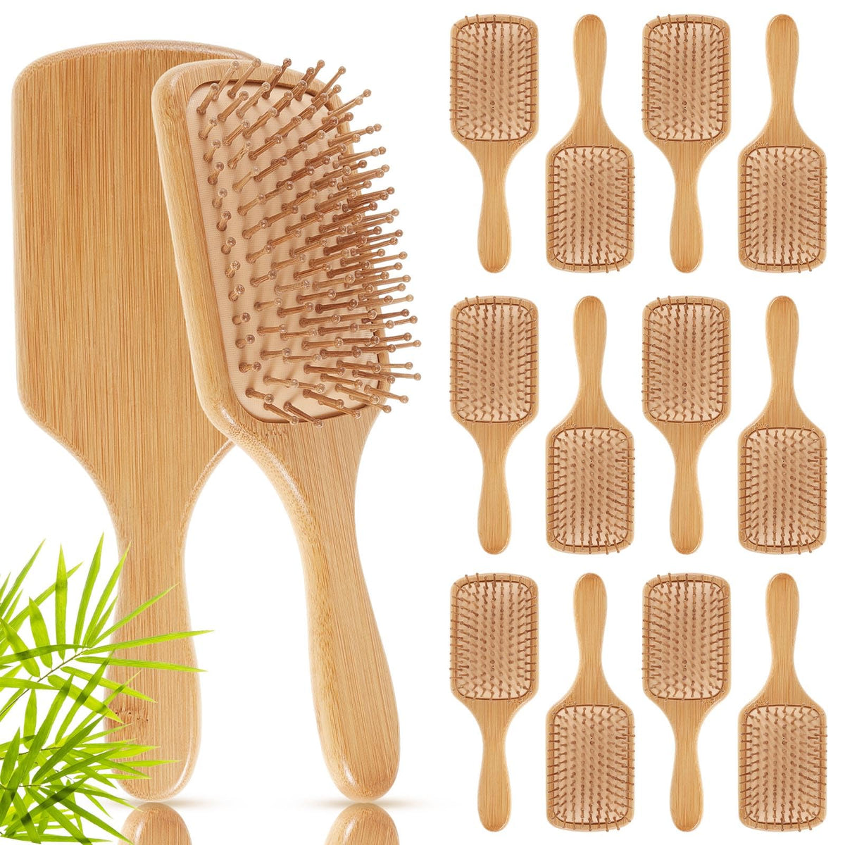 Tessco for you 12-piece bamboo hair brushes paddle design for bulk gifting and DIY engraving