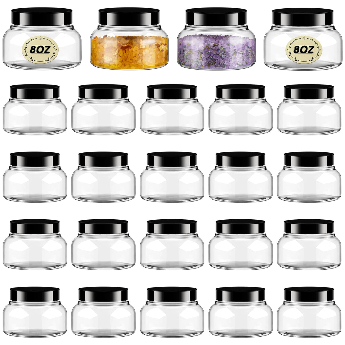 Tessco for you 8oz clear jar with lid for easy cosmetic storage and travel.