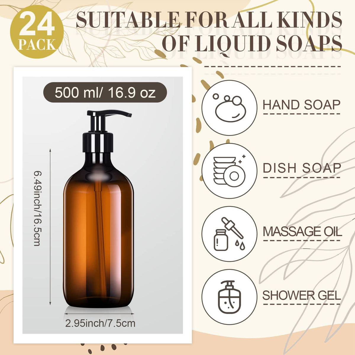 Tessco for you amber bottle 500 ml, refillable and travel-friendly.