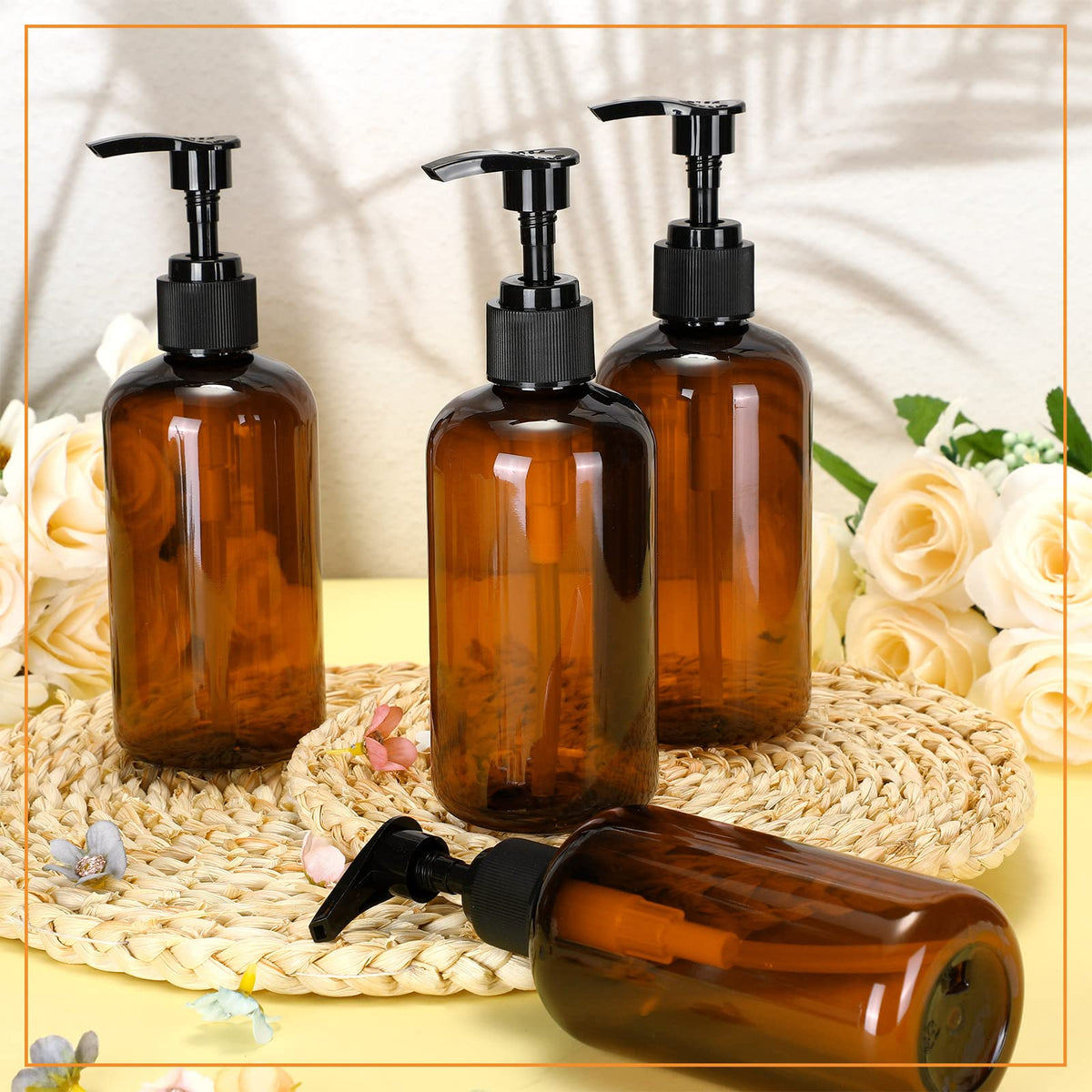 Tessco for you amber pump bottle multi-use for sanitizer and lotions