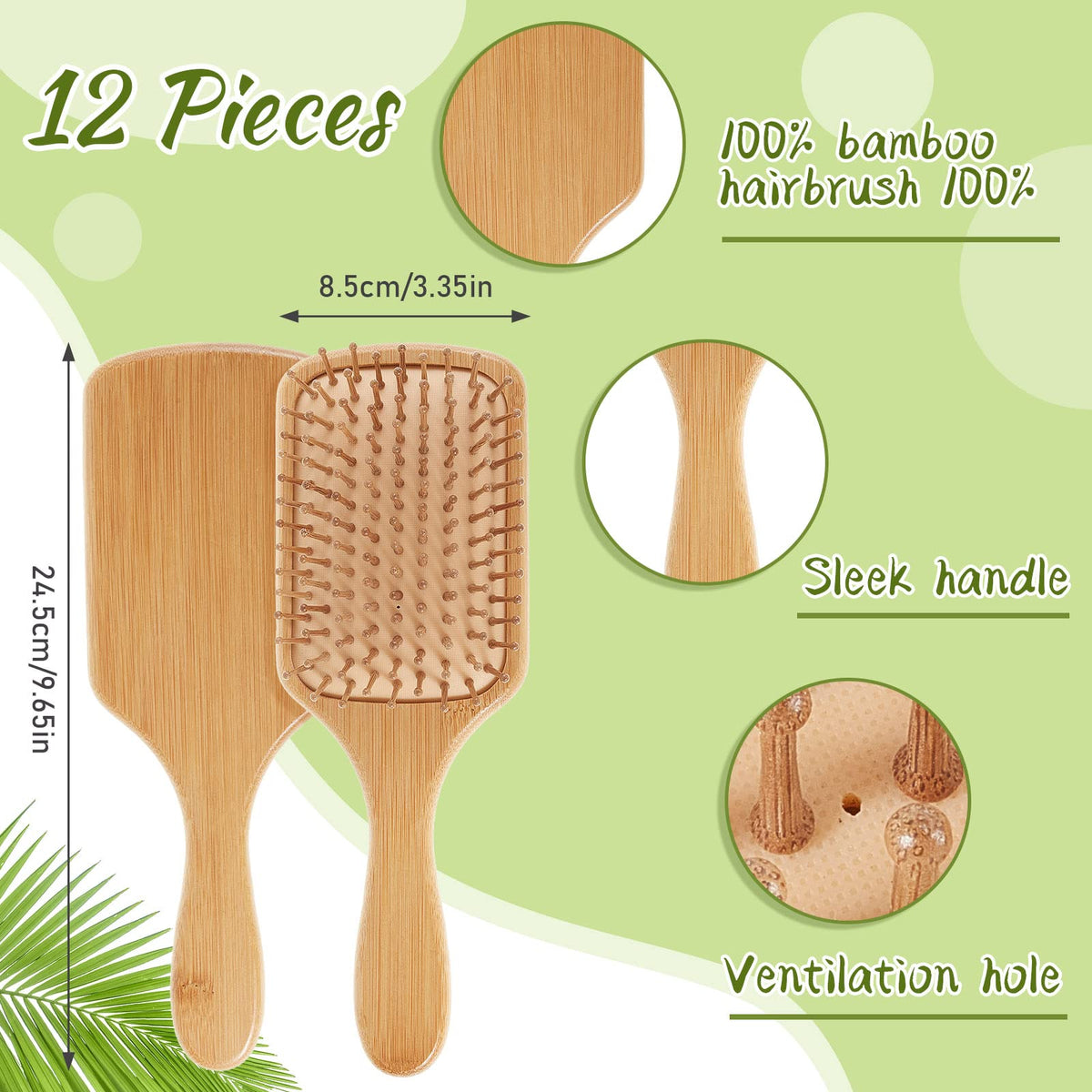 Tessco for you bamboo hair brush paddle lightweight for everyday styling and on-the-go use