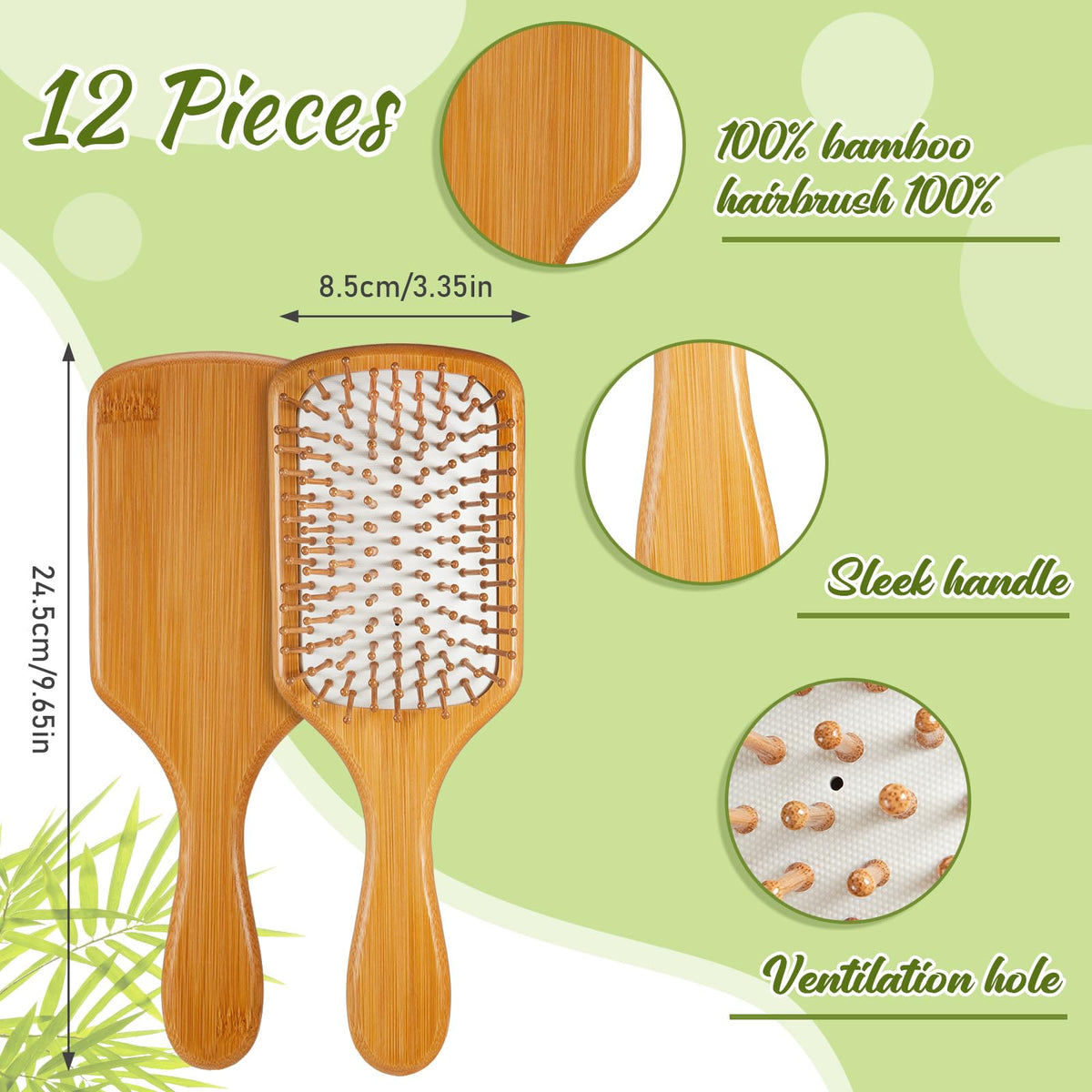 Tessco for you bamboo paddle brush shows lightweight design for comfortable daily styling