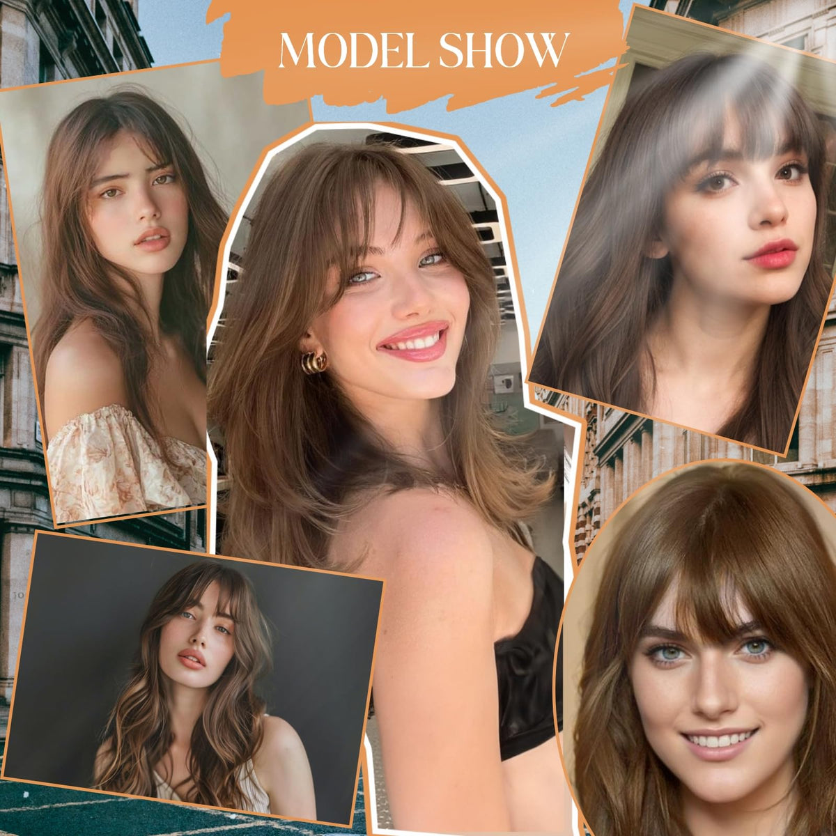 TESSHAIR clip-in bangs on model emphasizing natural look.