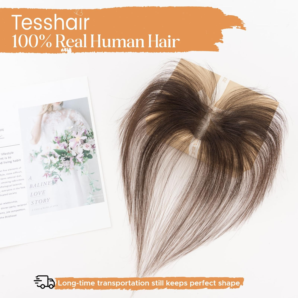 TESSHAIR bangs clip-in closeup shows heat-styling potential.