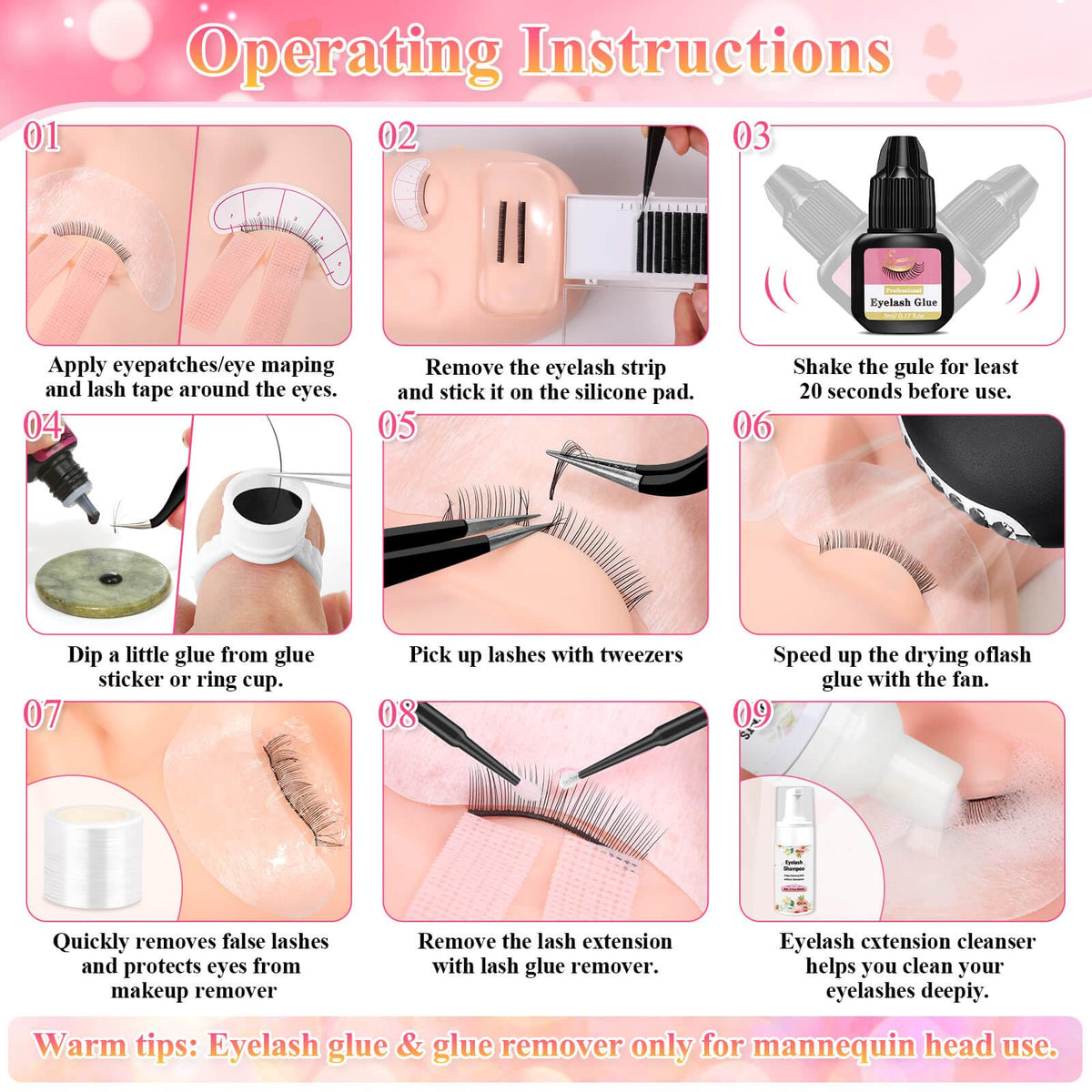 Tetutor tweezers and under-eye pads for precise application