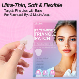 TEULN frown-lines patch closeup emphasizes invisible wear and protection of delicate skin overnight.
