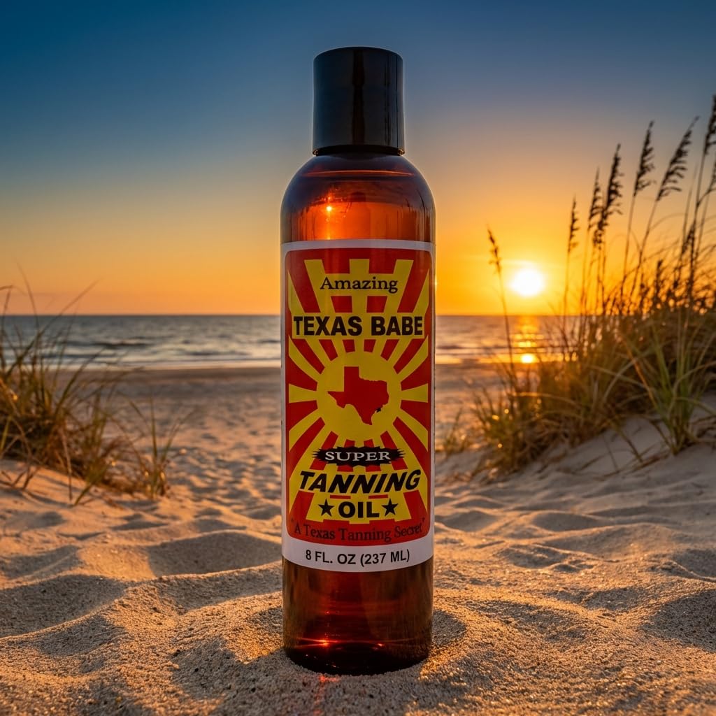 Texas Babe Tanning Oil Original ingredient blend highlights natural oils for nourished skin.