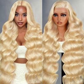 Texiora 32inch 613 lace front wig front view highlights natural density and length.
