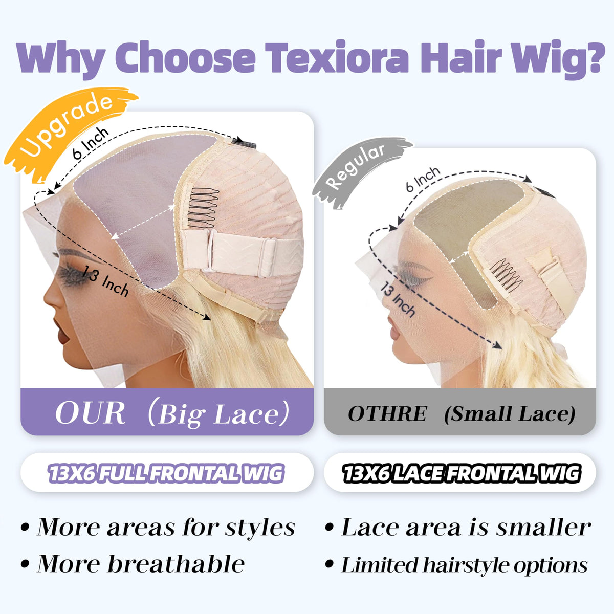 Texiora pre-bleach knots lace-front highlights easy parting and natural scalp illusion.