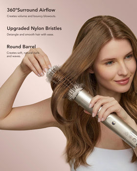 TEXOVYRAX 360° airflow ensures even heat distribution for frizz control.