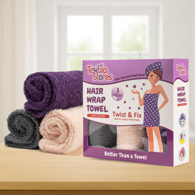 Textila Stores pink turban wraps hair gently for curls.