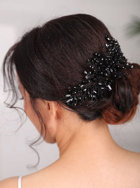 Teyglen black rhinestones bridal accessory for festive celebrations
