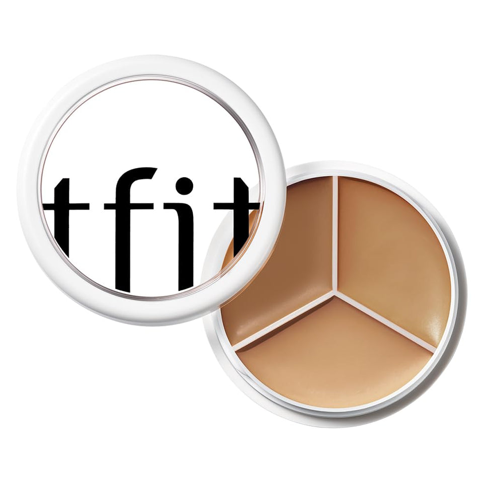 TFIT multi-use pot concealer triple palette with 3 shades for targeted correction and natural coverage.
