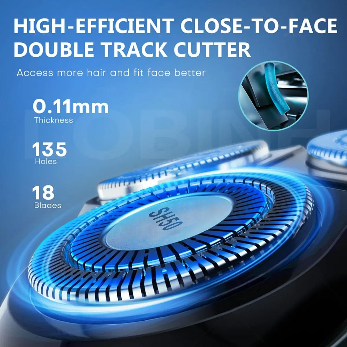 TGSBHIO SH50 dual blades cutting action for a close, comfortable result