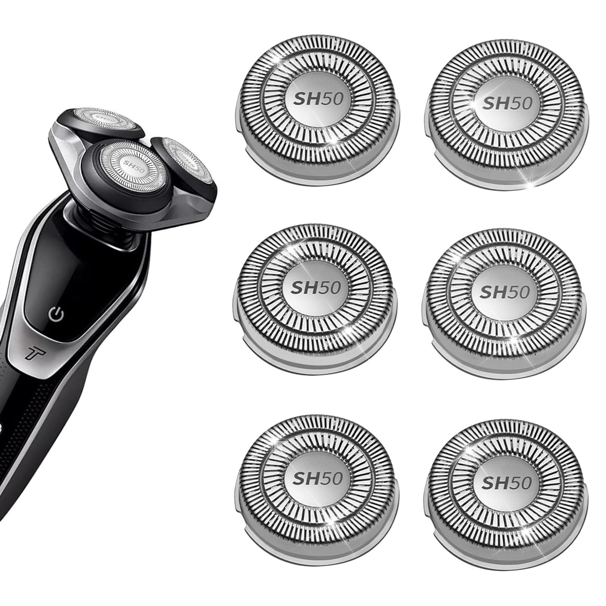 TGSBHIO SH50 replacement head close-up showing precision blades for a smoother shave