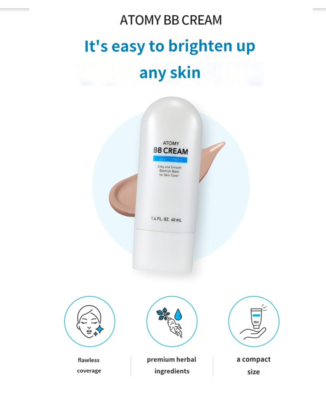 TG153 A.t.o.m.y BB Cream swatch reveals natural coverage and a dewy finish.