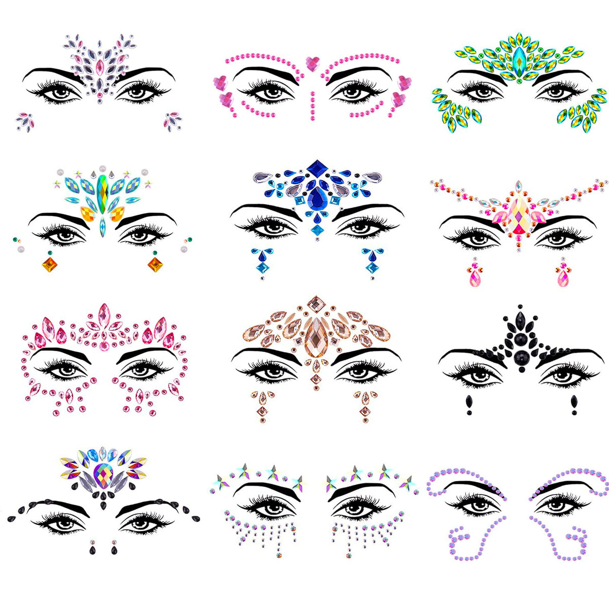 TGANNYOCR face jewels mermaid rhinestones style 01 for dazzling festival glow