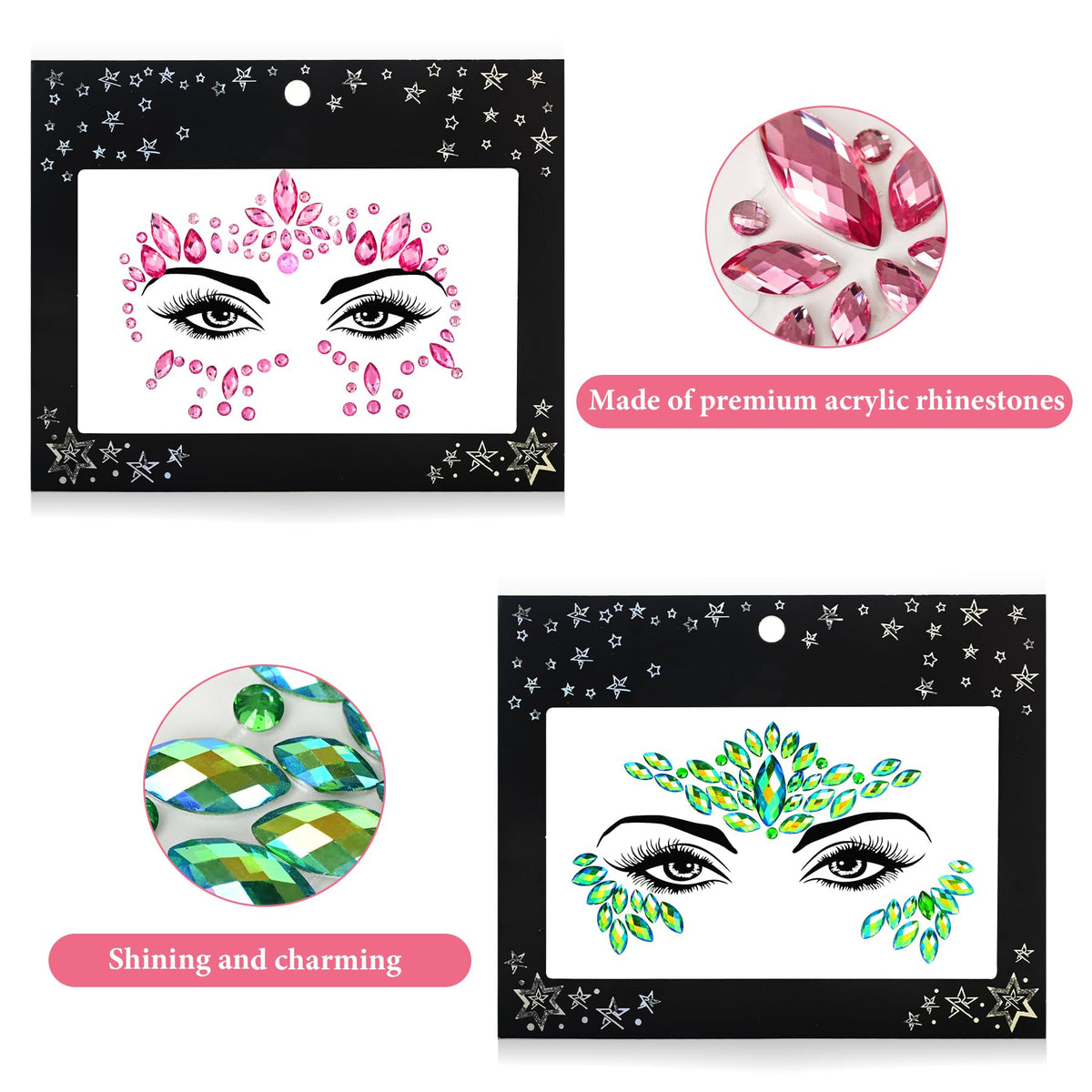 TGANNYOCR face jewels mermaid rhinestones style 03 versatile sparkle for hair and skin