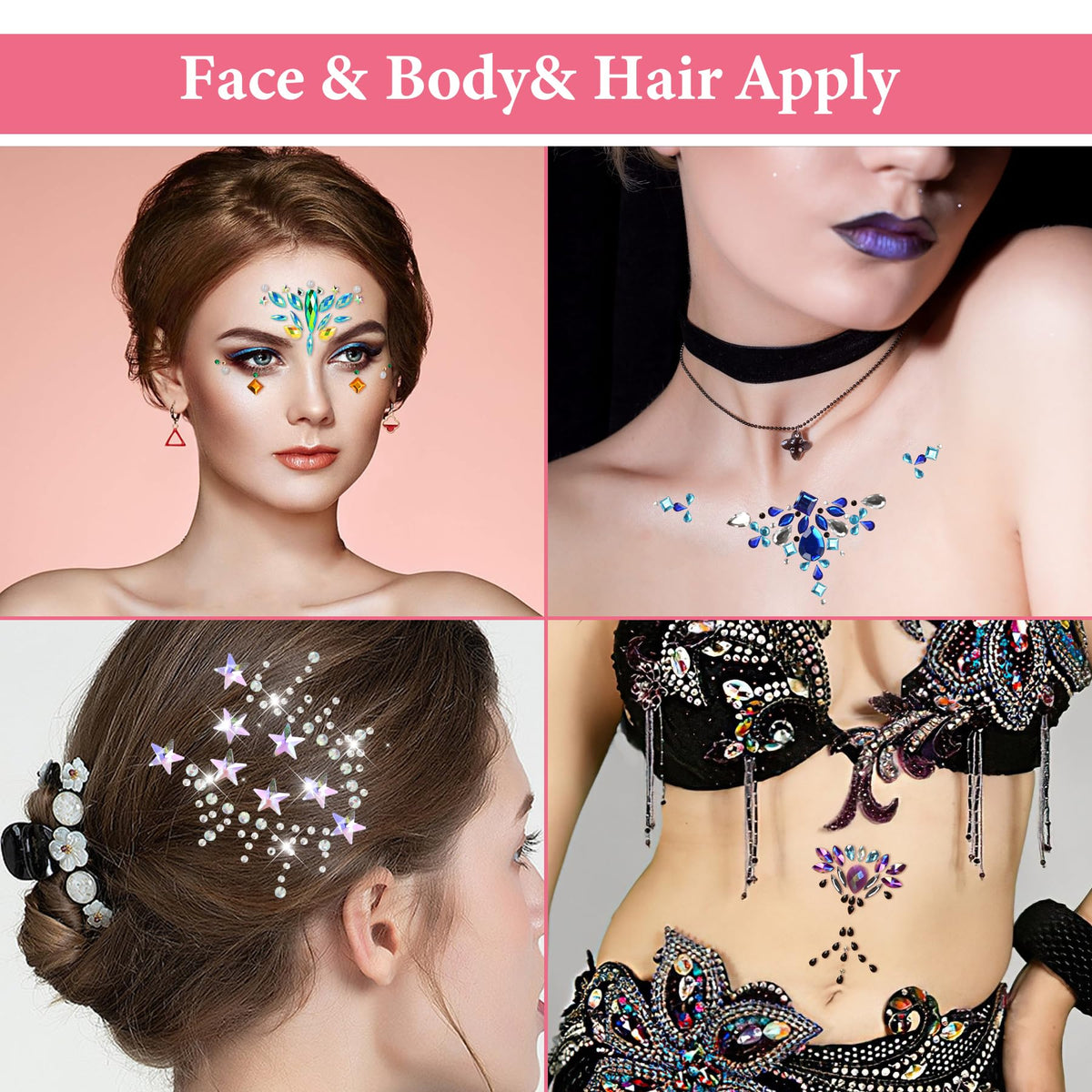 TGANNYOCR face jewels mermaid rhinestones style 05 self-adhesive with glue for reuse