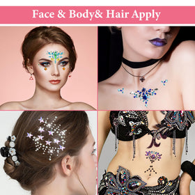 TGANNYOCR face jewels mermaid rhinestones style 05 self-adhesive with glue for reuse