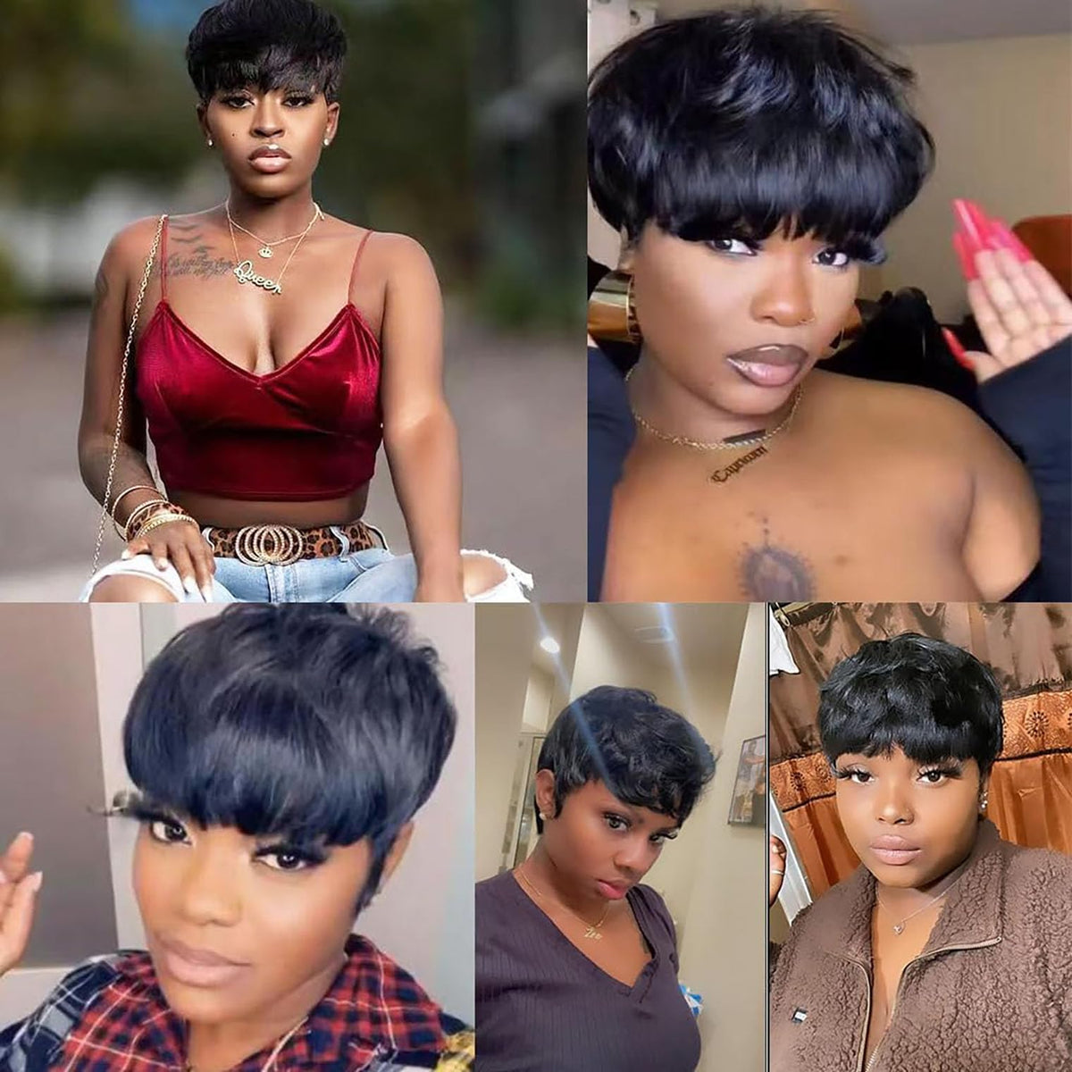Tgezer Short Pixie Cut Wig layered texture offers effortless chic styling