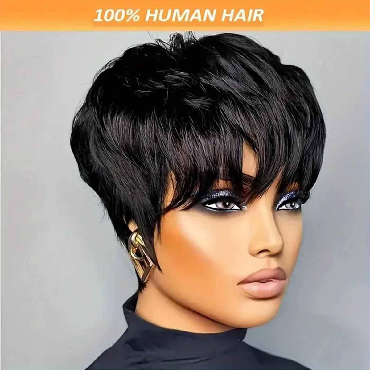 Tgezer Short Pixie Cut Wig side view highlights layered silhouette for versatile looks