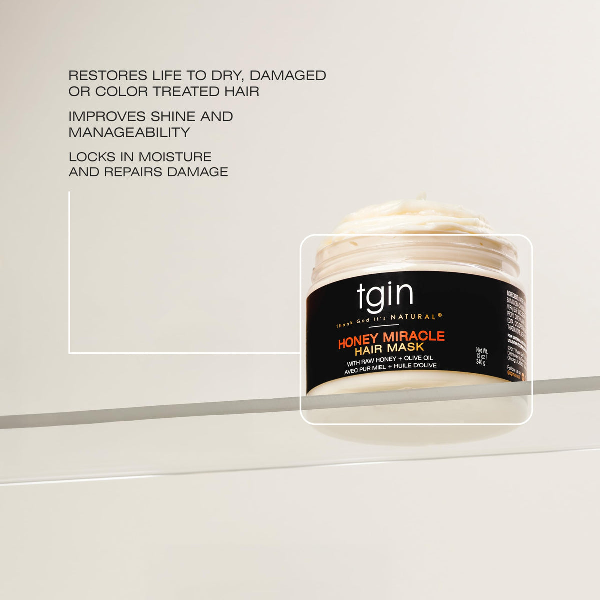 TGIN Honey Miracle Hair Mask application demonstrates even distribution from roots to ends.