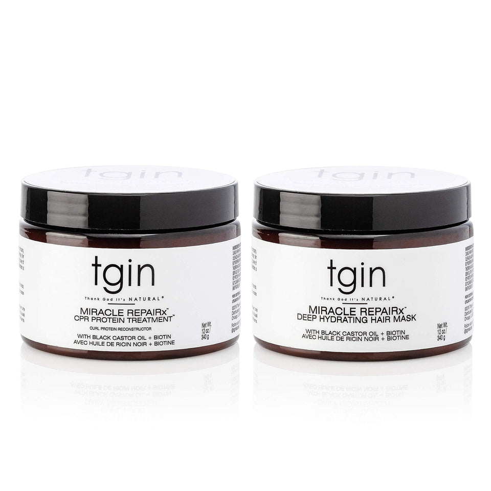 tgin Miracle RepairX protein treatment bottle supports stronger hair from the inside out.