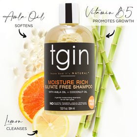 TGIN Moisture Rich Shampoo sulfate- and parabens-free formula preserves natural oils.
