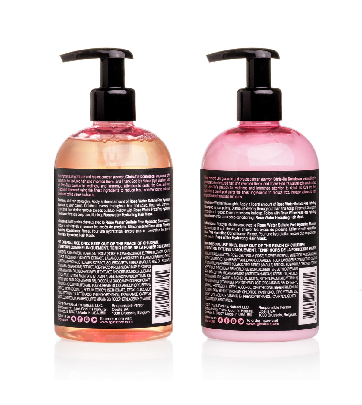 tgin rose water conditioner bottle highlighting detangling and shine