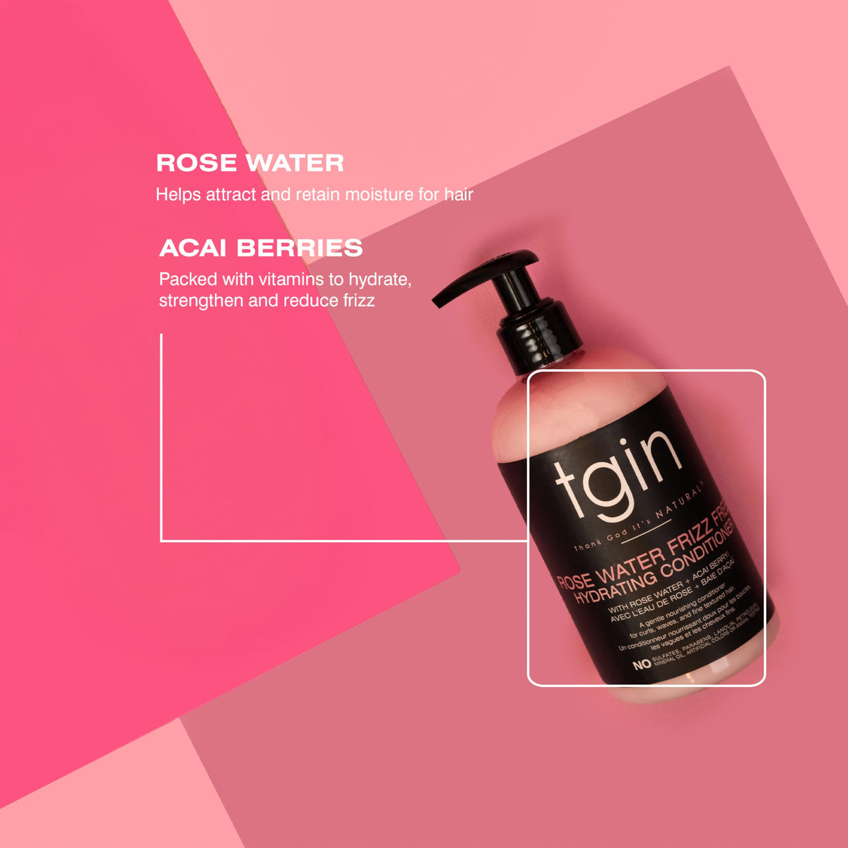 Packaging displays sulfate-free formula for healthier-feeling curls with tgin conditioner.