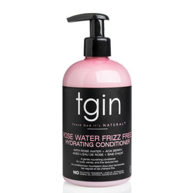 tgin Rose Water Frizz-Free Conditioner bottle for lightweight moisture and shine.