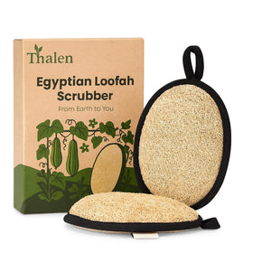 Cotton terry backing on Thalen loofah for gentle cleansing