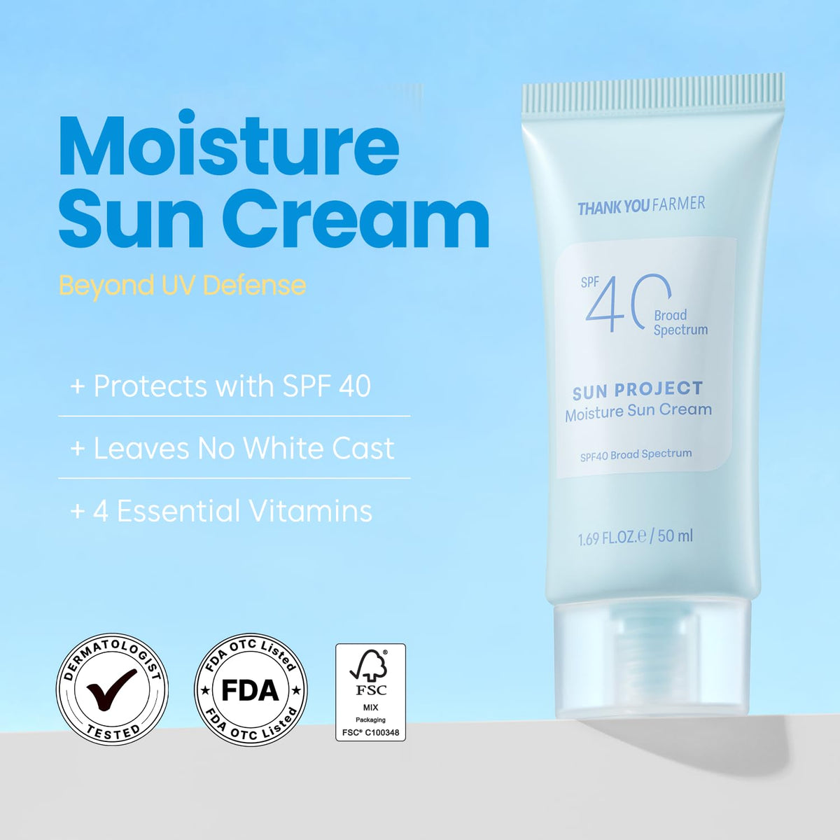 THANKYOU FARMER Sun Project Moisture texture demonstrating smooth, invisible finish