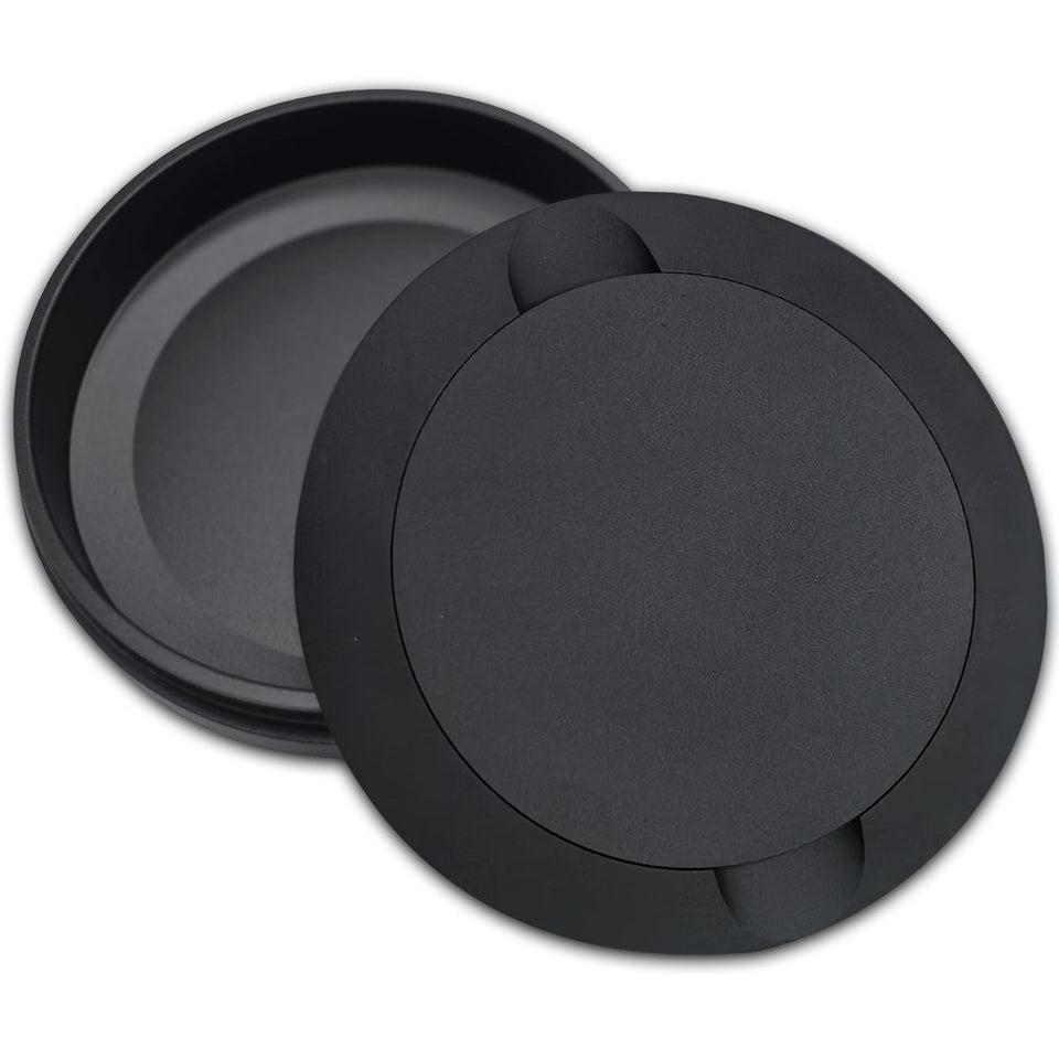 Tharos Distribution matte black Zyn pouch container with dual compartments for organized flavor storage on the go