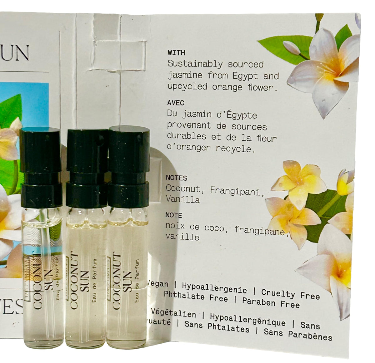 The 7 Virtues Coconut Sun miniature set, perfect for trying.