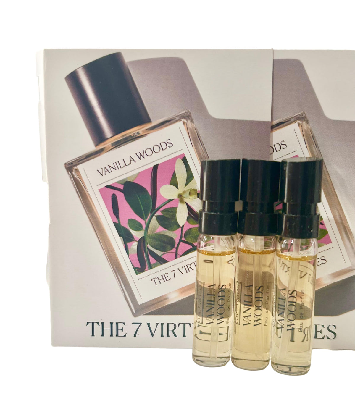 Vanilla Woods travel-size perfume set from The 7 Virtues for daily wear.