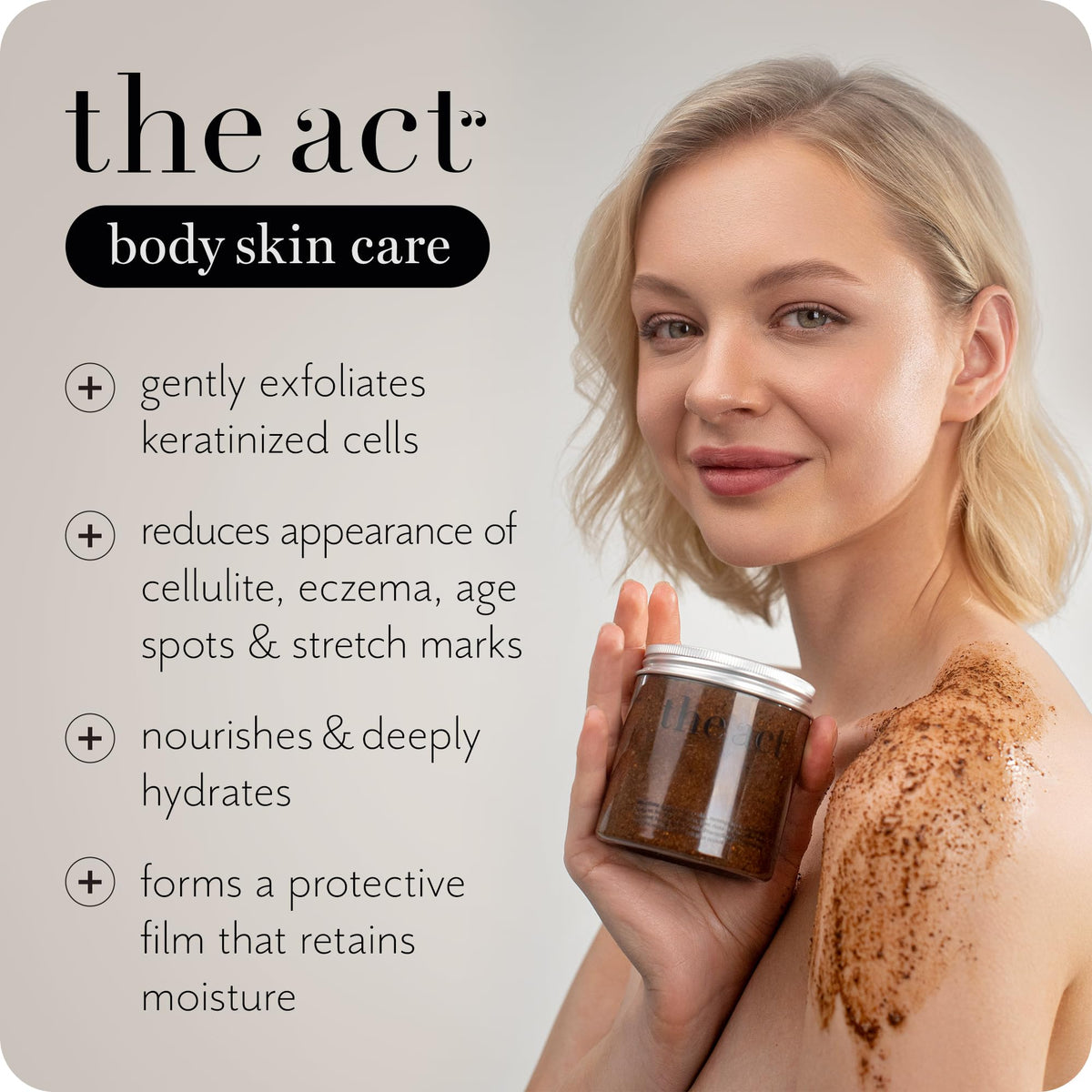 Close-up of natural scrub grains for gentle exfoliation with texture detail.