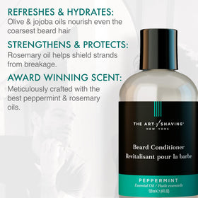 The Art of Shaving beard conditioner featuring jojoba oil for smoother beard hair