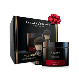 The Art of Shaving Icon Duo Kit sandalwood shaving cream bottle provides hydrated, smooth skin