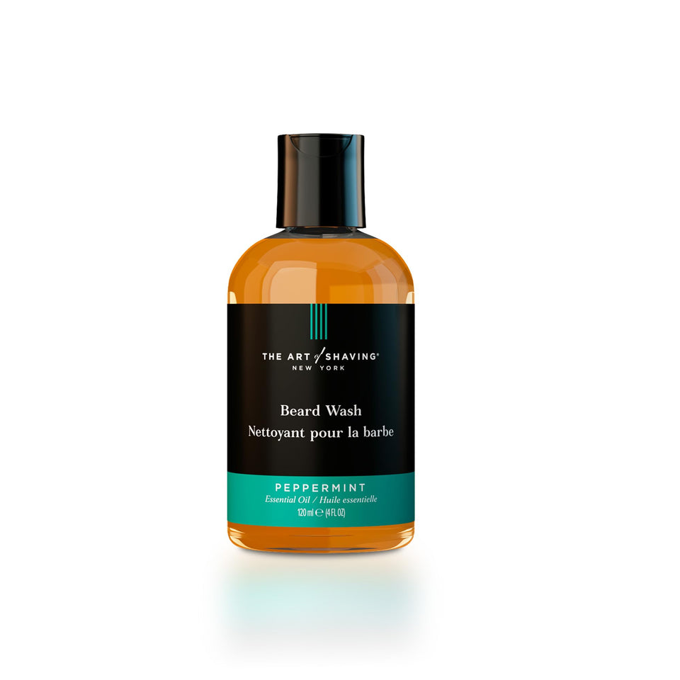 The Art of Shaving Peppermint Beard Wash bottle for a refreshing clean and soft beard.
